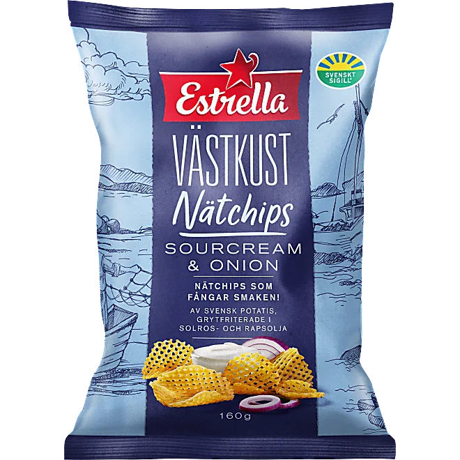 Chips Västkustchips Sourcream & Onion Estrella 160g