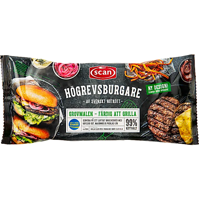 Hamburgare Högrev 4-pack Scan 600g