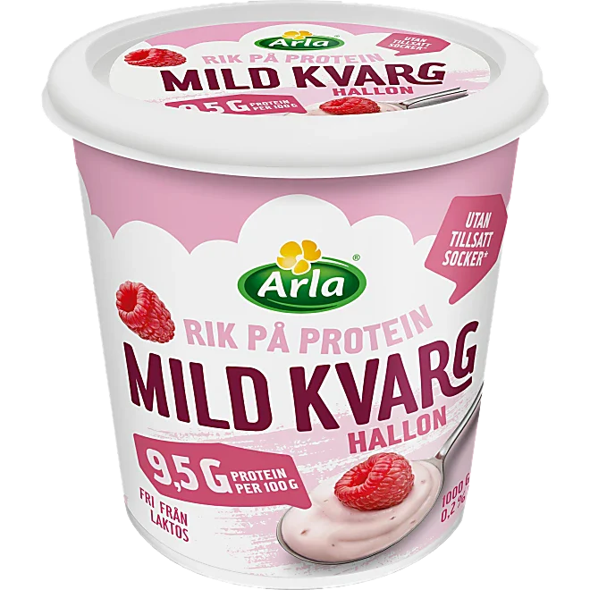 Kvarg Mild Hallon 0.2% Arla 1000g