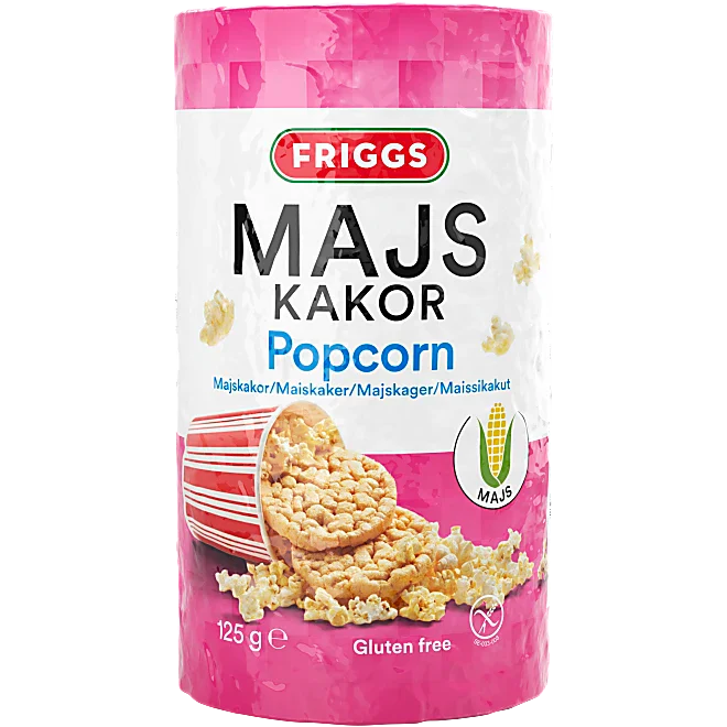 Majskakor Popcorn Glutenfria Friggs 125g