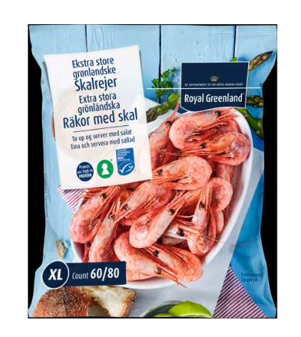 Räkor med Skal XL 60/80 Frysta Royal Greenland 400g